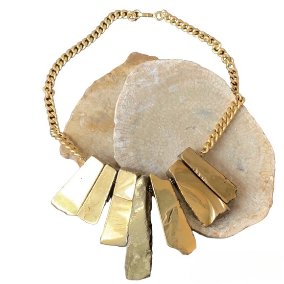 Gold Pyrite Statement Necklace - Picture 1 of 4
